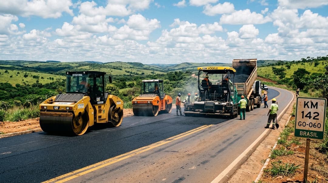 Obras de recapeamento e sinalização na rodovia GO-060